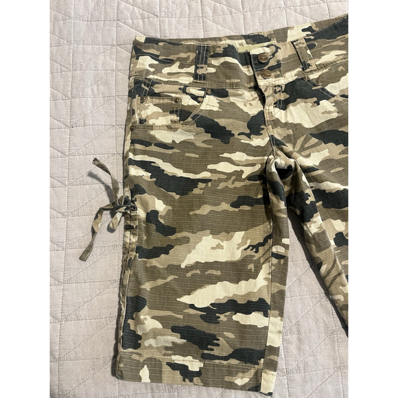 Nori Bermuda Tactical Shorts Womens Juniors Size 3 Brown Black Camo Stretch - Picture 2 of 8